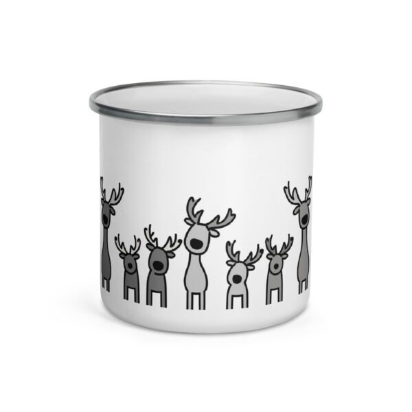 Cute and quikry Christmas Presents - playful reindeer christmas enamel mug
