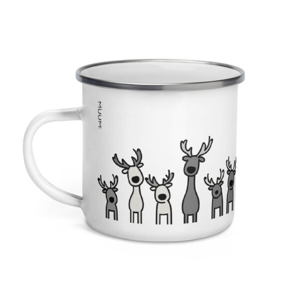 Christmas Enamel Mug - Playful Reindeer (Black) - Image 3
