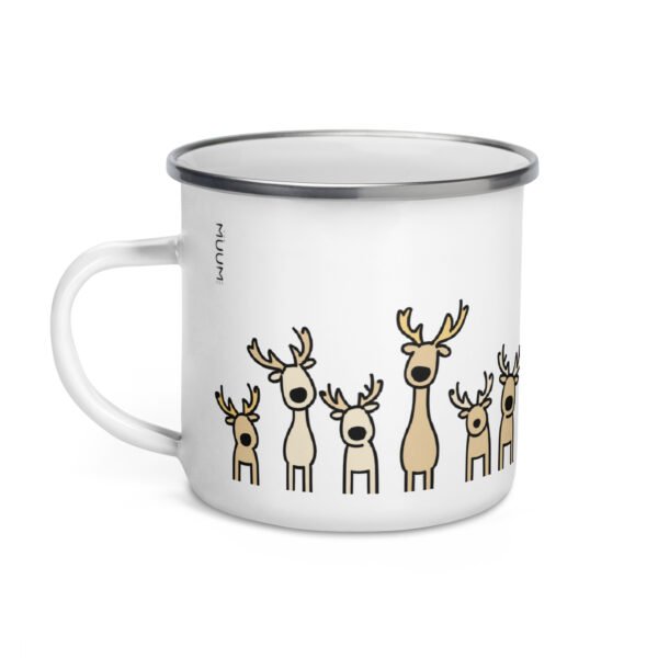Christmas Enamel Mug - Playful Reindeer (Yellow) - Image 3