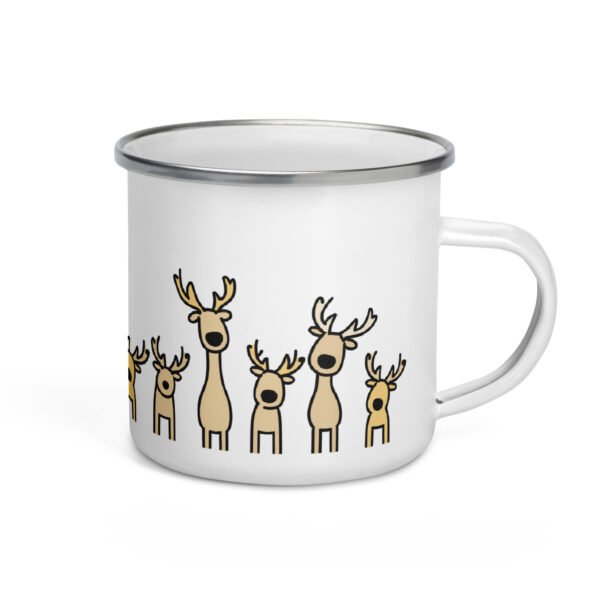 Christmas Enamel Mug - Playful Reindeer (Yellow)